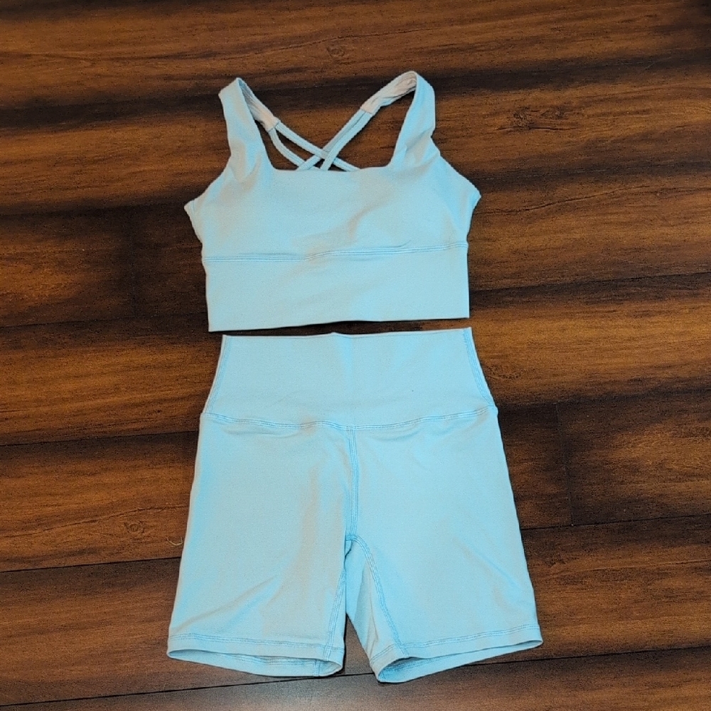 Elite Eleven Pastel Blue Activewear Set - Bra S, Shorts XS